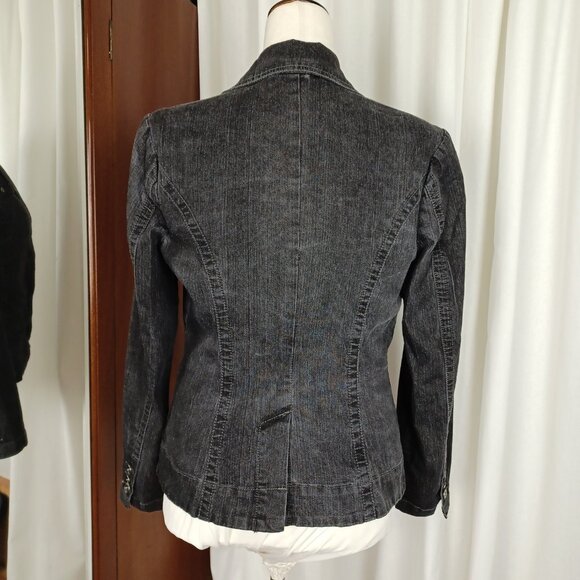Y2K Vintage Black Stretch Denim Blazer - Picture 3 of 6